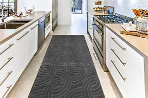 Non Slip Carpet Runner Rug, Machine Washable, Rubber Backing, Plain Dark Gray - Picture 1 of 7
