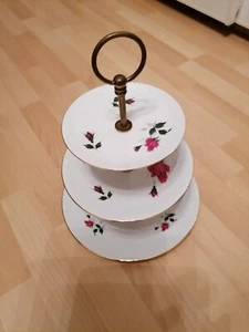 Porzellan Etagere 3 Stöckig-Rose Goldrand Edelstein Bavaria Tip Top Zustand  - Bild 1 von 8