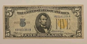 1934A $5 North Africa WWII EMERGENCY ISSUE Silver Certificate - Yellow Seal - Picture 1 of 10