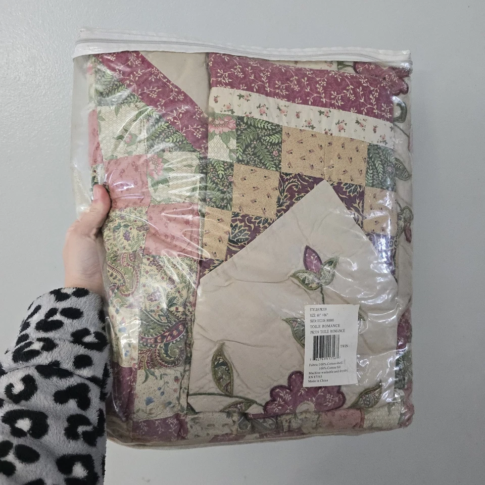 Juego de edredón Toile Romance 100 % algodón 68" X 86" Twin One Sham Country Cottage  Foto 1 de 4