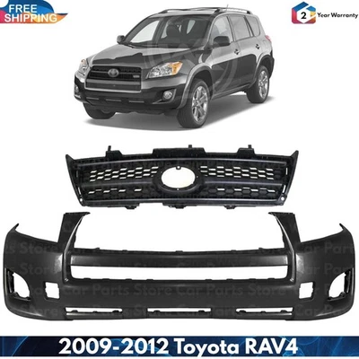 Front Bumper Cover Fascia & Grille Assembly Kit For 2009-2012 Toyota RAV4 Foto 1 de 4