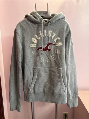 Sudadera con capucha Hollister clásica gris con logotipo vintage para hombre S Foto 1 de 4