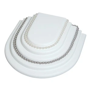 Cadena de collar de cuero sintético blanco soporte de exhibición de joyas plataforma con forma de cuello de nivel - Imagen 1 de 2