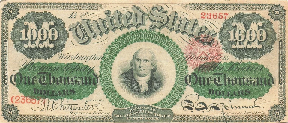 USA  $1,000  Series of 3.10.1863  Facsimile  Uncirculated Banknote ZD 13 - Image 1 of 2