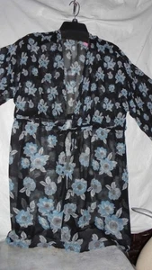 LC LAUREN CONRAD, SHEER  BLACK FLORAL,KIMONO,DUSTER.  ONE SZ. BUST  40" - Picture 1 of 6