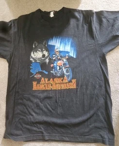 Vintage 1995 Harley Davidson T Shirt Large Holoubek 90s Alaska Wolf Made In USA - Picture 1 of 8