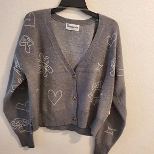No Boundaries Womens Novelty Cardigan Size Large (12-14) Button Down,Long... - Picture 1 of 17