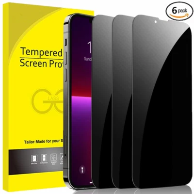 6Pcs iPhone 14 13 12 11 Pro Max Privacy Anti-Spy Tempered Glass Screen Protector - Image 1 of 4