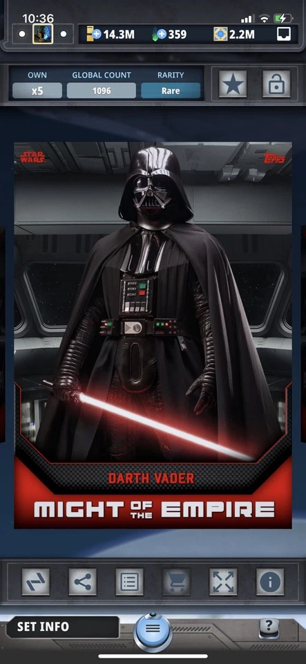 Topps Star Wars Digital Card Trader Might Of The Empire Darth Vader Insert Award - Image 1 of 1