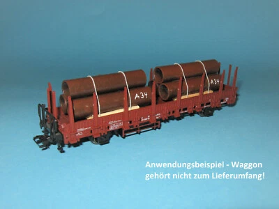HANDGEFERTIGT Ladegut H0 1:87 – Rohrstapel rostig (2er-Set, L=2x55 mm) für Güterwagen