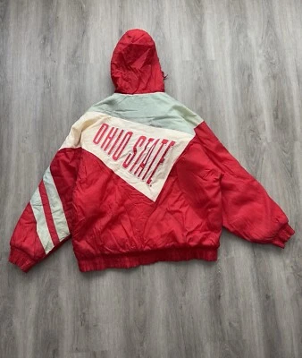 Vintage 90's Logo 7 Ohio State University NCAA Red White Nylon Jacket Full Zip - Image 1 of 4
