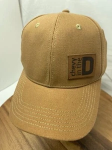 Chevrolet Hat Cap Leather Patch Chevy In The D Strapback Brown Canvas New - Picture 1 of 12
