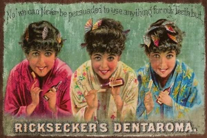 Vintage Ricksecker's Toothpaste Advert, Aged Look Retro Style New Metal Sign - Picture 1 of 5
