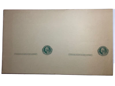 1915 US Postal Reply Card 1 Cent UY7 George & Martha Washington Uncut Sheet (2) - Image 1 of 4