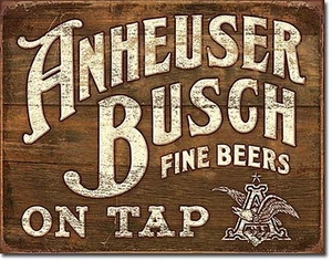 Anheuser Busch Auf Wasserhahn Großes Metallschild 410mm x 320mm - Picture 1 of 1