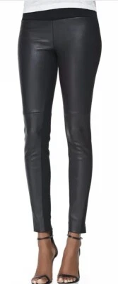 IRO Paris Pantalones Lías Cuero Negro Frontal Ponte Leggings Talla 38 Cremallera Trasera  Foto 1 de 4