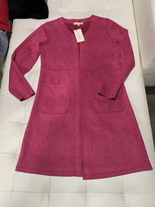 NEW SOLITAIRE Anthropologie Jacket Women Small Pink Open Cardigan Faux Suede - Picture 1 of 3