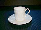Coalport Dragon All White Bone China Cup & Saucer Embossed England By Brindley