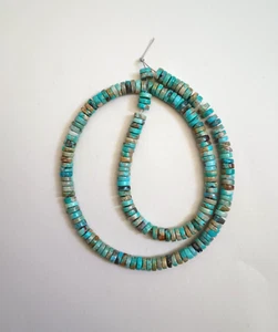 MEXICAN TURQUOISE 6MM HEISHI BEADS - 15.75" Strand - 3722E - Picture 1 of 3