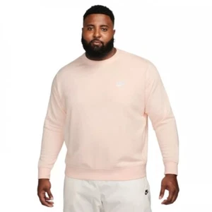 Nike Club Fleece Men's Crewneck Sweatshirt Guava Ice (Light Pink) NWT - Picture 1 of 14