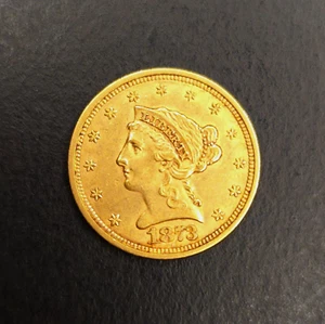 Moneda de oro Liberty Head Quarter Eagle 1873 AU hermosa HQ Estados Unidos gema como nueva - Imagen 1 de 2