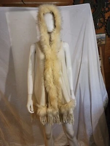 Northern Angel L/XL Knit Vest With Faux Fur Fringe Hood And Closure. Fabulous  - Picture 1 of 12
