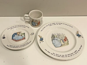 Vintage Peter Rabbit 3-Piece Dish Set By Wedgwood Beatrix Potter - Picture 1 of 5
