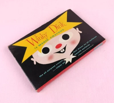 1950 Winky Dink lápis de cor CBS programa de TV desenho na tela conjunto de 16 - Imagem 1 de 4