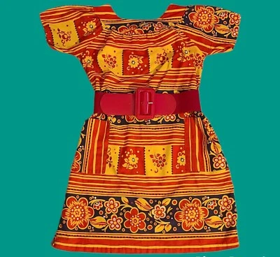 vintage handmade 1960s floral print shift dress Foto 1 de 4