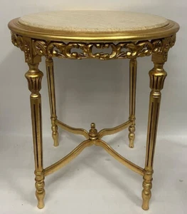 Mesa auxiliar barroca Casa Padrino oro/beige - redonda estilo antiguo 60 x H 70 cm - Imagen 1 de 2