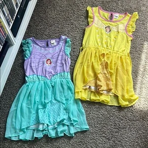 Disney Princess Girls Bundle Rompers With Skirt Overlay Belle/Ariel Size 14/16 - Picture 1 of 6