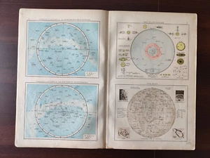 ANTIQUE ORIG. MAP-FROM"THE TIMES ATLAS "-CONSTELLATIONS, THE SOLAR SYSTEM-1900 - Picture 1 of 7
