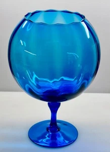 ART GLASS MID-CENTURY MODERN EMPOLI XL BLUE OPTIC GLOBE or BALLOON VASE ITALY GC - Picture 1 of 4
