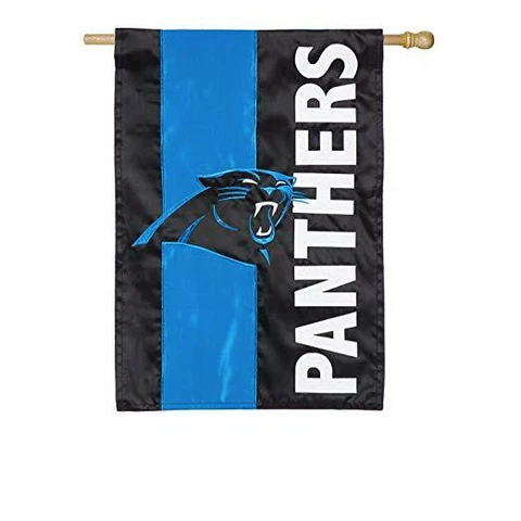 New Carolina Panthers 12.5" x 18" Embellished Applique Garden Flag Two sided Cover