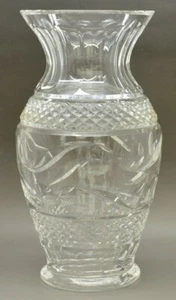 Midcentury WATERFORD CRYSTAL Swirls & Dots Pattern 9” Vase Signed Old Mark - Picture 1 of 8