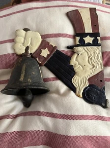 Vintage Cast Iron Bell Uncle Sam 1776 1976 July 4 America Nostalgia Door Bell - Picture 1 of 2
