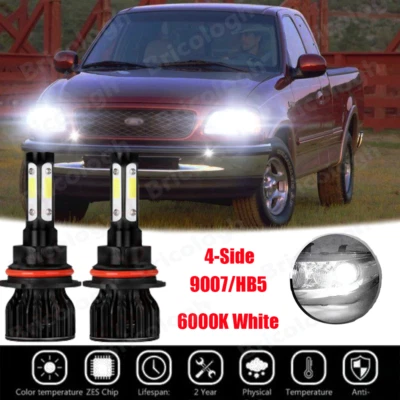 Faros LED 9007 de 4 lados bombillas altas/bajas para Ford F-150 1998-2003 F-250 1992-1999 Foto 1 de 4