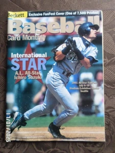 RARE ICHIRO SUZUKI BECKETT BASEBALL CARD MONTHLY COLLECTORS MAGAZINE AUG 2001 - Picture 1 of 7