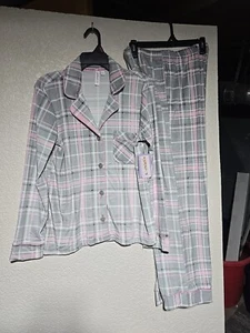 JOYSPUN 2 PIECE PAJAMAS COLLAR BUTTON UP TOP ELASTIC LONG PANT VELVETY SZ S - Picture 1 of 8