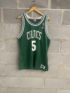 Vtg 90’s Autographed Ron Mercer #5 Champion Jersey Green Boston Celt NBA Large - Picture 1 of 8