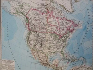 Norteamérica Estados Unidos Canadá México 1883 Petermann mapa detallado - Imagen 1 de 4