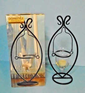 Portavelas de luz de té Domistyle 2008 negro metal y vidrio - Imagen 1 de 2