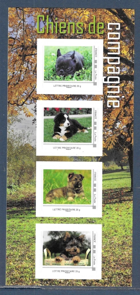FRANCE FRANKREICH DOGS HUND CHIEN DE COMPAGNIE COLLECTOR 4 ADHESIVE MNH ** - Image 1 of 1