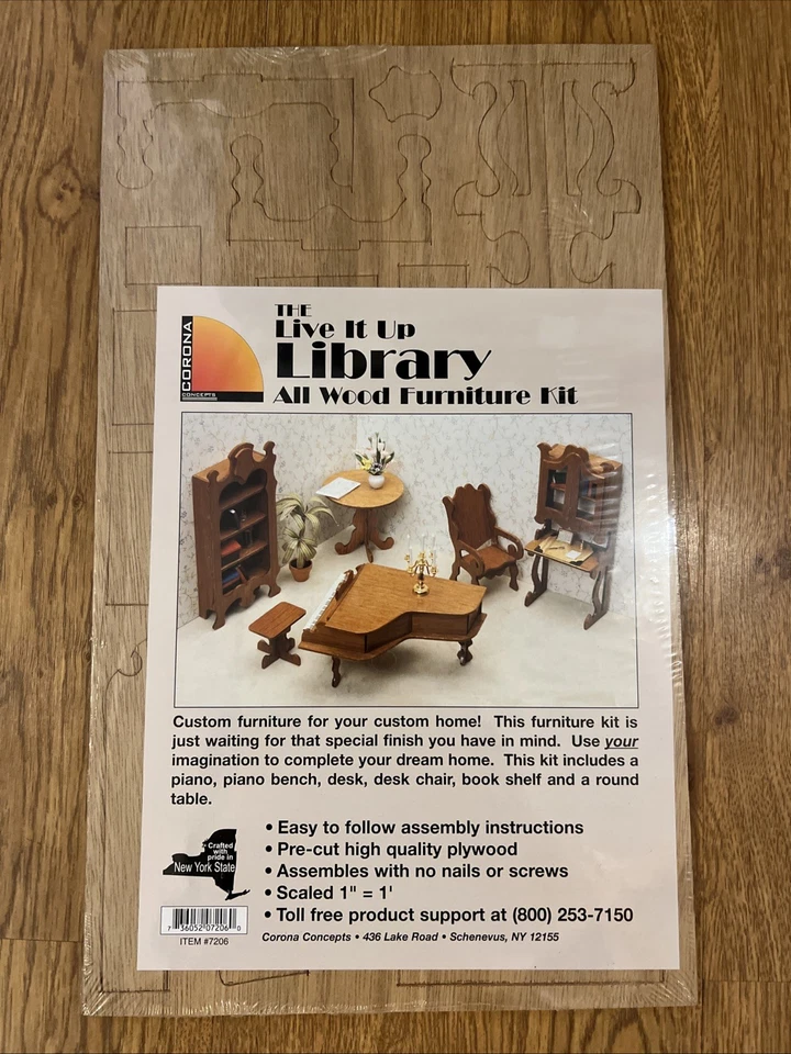 CORONA Concepts The Live It up Library All Wood Furniture Kit 7206 Miniature