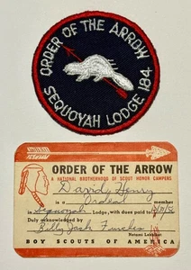 BSA OA 184 SEQUOYAH R-2 VINTAGE PATCH & ORIGINAL OWNER CARD - 1956,SEQUOYAH CNCL - Picture 1 of 5