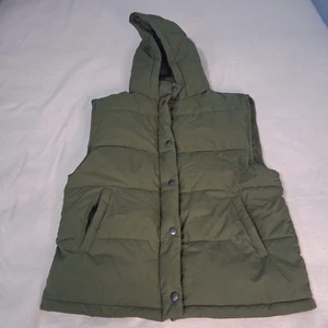 Chaleco acolchado American Eagle para hombre pequeño verde cremallera a presión con capucha al aire libre Gorpcore - Imagen 1 de 9