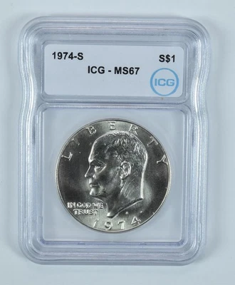 1974-S Eisenhower $1 prata 40% MS67 ICG *5103 - Imagem 1 de 4