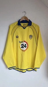 LEEDS UNITED MENS UK SIZE LARGE 2006-2007 LONG SLEEVE YELLOW VINTAGE AWAY SHIRT - Picture 1 of 11
