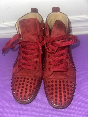 Men's Christian Louboutin Red Suede Spike-Studded Luxury Sneakers 43.5 NO BOX!! - Image 1 of 4