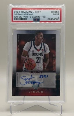 SARAH STRONG 2024-25 BOWMAN U BEST ISO WHITE GEOMETRIC MINT AUTO #/5 PSA 9 - image 1 of 4